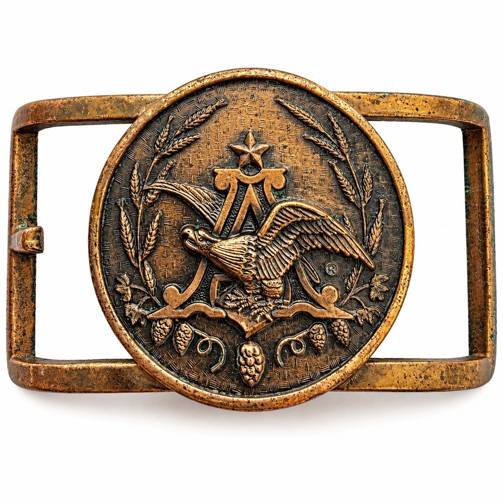 Vintage Jostens Anheuser Busch Belt Buckle Bronze Eagle A Logo Breweriana